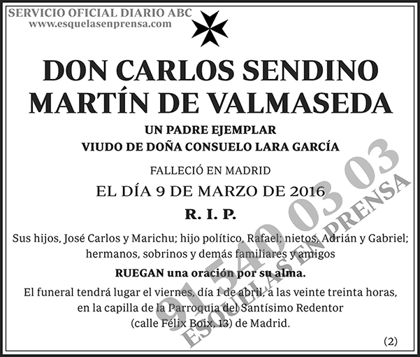 Carlos Sendino Martín de Valmaseda